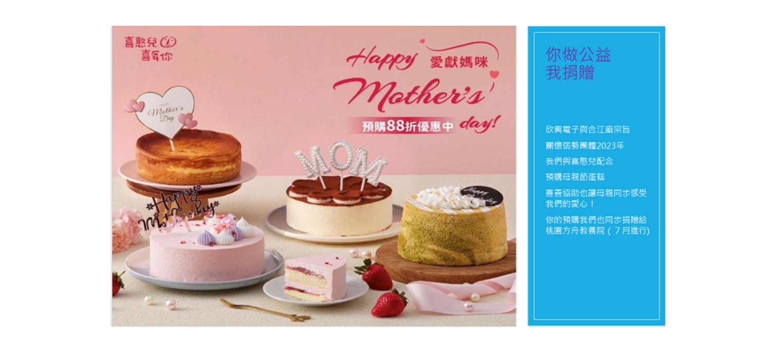 圖2：5月廠區進行愛心購入母親節蛋糕活動~喜憨兒蛋糕~總購入數量29個蛋糕，為社會公義盡一份心力．